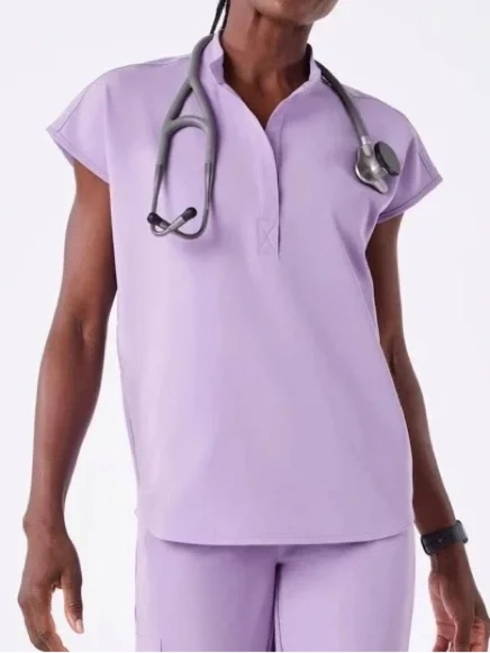 FIGS Women's Short Sleeve Scrub Top in Purple